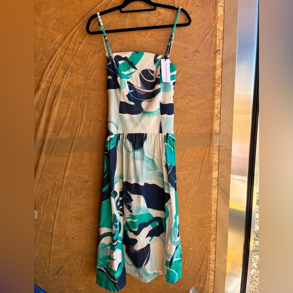 NWT CHRISTIAN LACROIX Linen Cotton Blue Organic Pattern Dress Size Medium - Picture 4 of 12